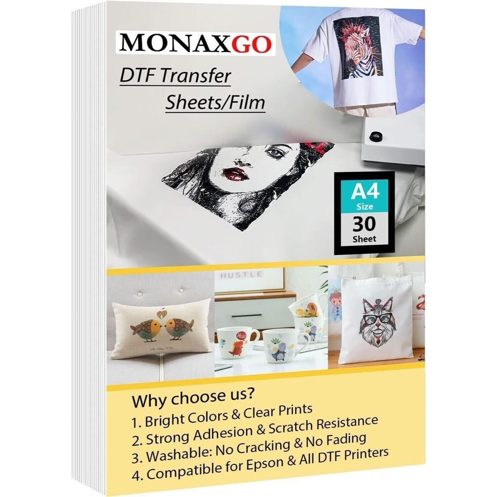 DTF Transfer Film A4(8.3" x 11.7") 30 Sheets Premium Double-Sided Matte